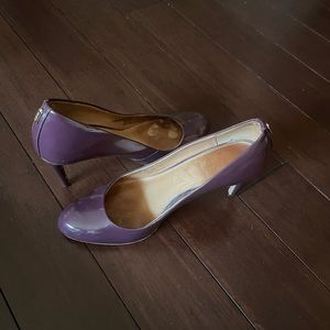 Coach patent leather round toe purple heels